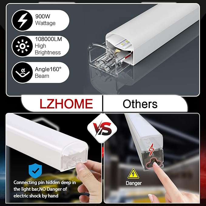 LED Hexagon Garage Light - Super Bright Car Detailing Shop LED Garage Lights, Hexagon Ceiling Lighting System for Home Gym Workshop Basement Warehouse