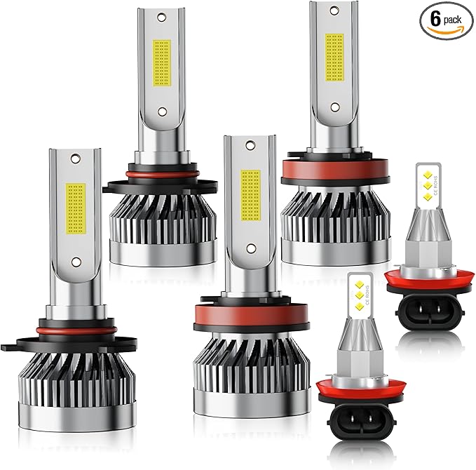 Fit for Honda Civic 2016 2017 2018 2019 2020,High Beam Low Beam Fog Light Bulbs Combo Pack,Safety Driving Light 6000K White,Wide Vision,Plug and Play,IP68 Pack of 6