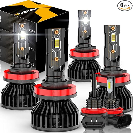 Compatible for 2016 2017 2018 2019 2020 2021 2022 2023 2024 Toyota Tacoma Light Bulbs, H9 High Beam H11 Low Beam H16/H11 Fog Lights, 6000K Light Combo, Plug n Play, Powersports Bulbs, 6-Pack