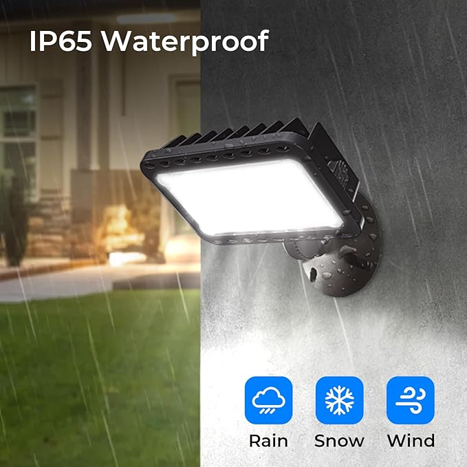 CINOTON 20W LED Flood Lights Outdoor, IP65 Waterproof Exterior Security Wall Lights with 180°Knuckle, 2800LM 120V Outside Aluminum Lighting Fixture for Patio Porch Yard Garage 5000K 1 Pack, UL Listed