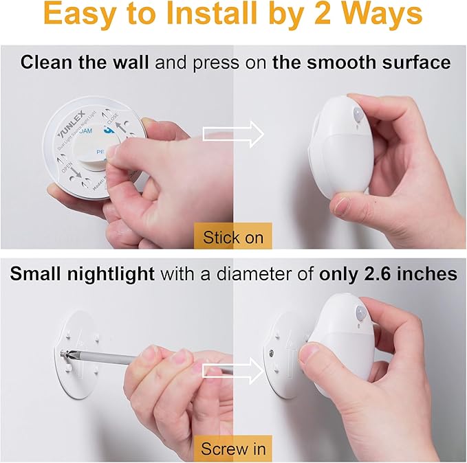 2 Pack Purple Battery Night Light, Motion Activated Night Light, 2.6" Small Sticky Lights, 3 Light Modes, Dimmable Calming Glow for Meditation, Relaxation, Bathroom, Bedroom, Travel, Violet