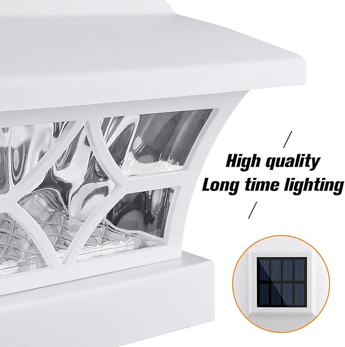 VOLISUN Solar Post Cap Lights Outdoor, Solar Powered Fence Cap Lights for 4x4 Vinyl/Wood, White Waterproof Solar Deck Post Light 8Pack Cool/Warm for Garden Patio Porch