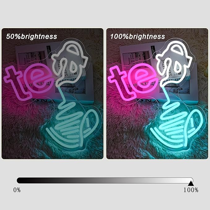 Tea Neon Sign Blue Teapot Neon Light Dimmable Tea Pouring Neon Signs Tea Bar Neon Light Signs for Kitchen Coffee Shop Teahouse Lounge Restaurants Living Room Decoration