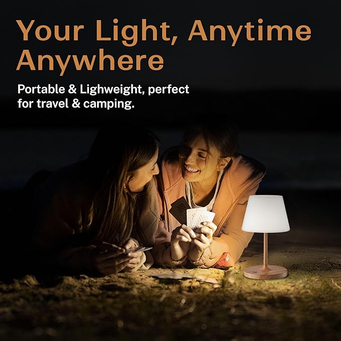 Cordless Lamp, 5000mAh Battery Operated Rechargeable Table Lamp with Power Bank, Touch Dimmable 3 Color Temperatures, IP44 Waterproof Shower Lamp for Kitchen, Bathroom, Indoor Or Outdoor Use 9.6in