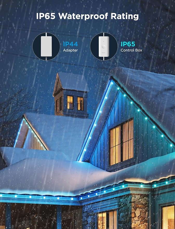 Govee Outdoor LED Strip Lights, 45 RGBIC LED Lights 100FT String Lights with 65 Scene Modes, Halloween Decoration Work with Alexa, Google, APP Control, IP65 Waterproof