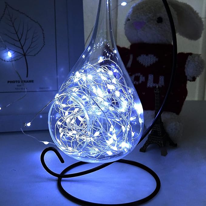 Sanniu Fairy Lights Battery Operated, 2 Packs Mini Battery Powered Copper Wire Starry String Lights for Christmas,Bedroom, Parties,Wedding,Indoor,Home Decoration (5m/16ft Cool White)