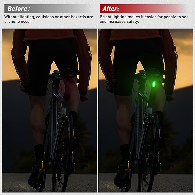 Nilight LED Safety Light 4PCS Green Marine Navigation Bike Tail Lights Three Modes Waterproof Reflective Gear Clip On Flash Strobe Indicator Lamp for Night Boating Fishing Cycling Jogging