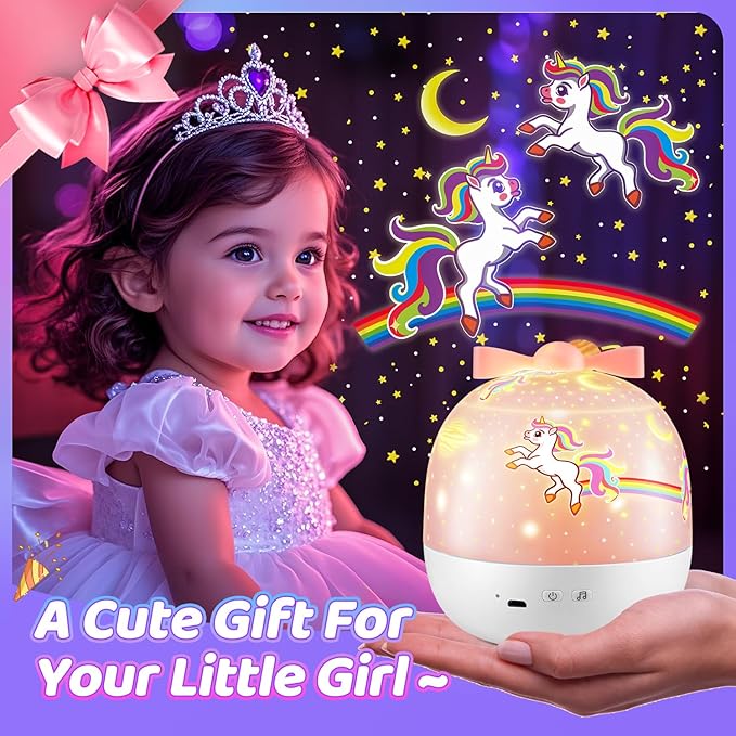 PIKOY Star Projector for Kids Gifts, 15 Films+15 Soothing Sounds Machine Baby Night Light Projector, Remote 360° Rotation Fruit Ocean Star Lights for Ceiling Decor, Kawaii Birthday Gifts Girls Toys