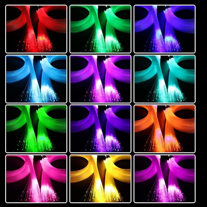 AZIMOM Dual Port 16W Twinkle Fiber Optic Starlight Box Sound Activated RGBW Fiber Optic Light Source APP/Remote Control Dual Head Light Engine Driver for Car Home Ceiling Star Lighting Decor