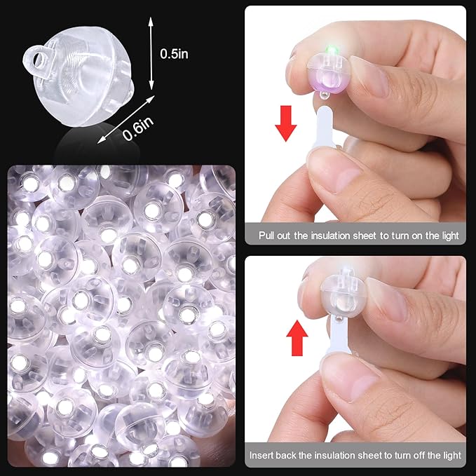 100PCs Mini Led Lights with Hook, Waterproof Round Tiny Led Light for Party Decorations Neon Party Light, White-Blinking Lights