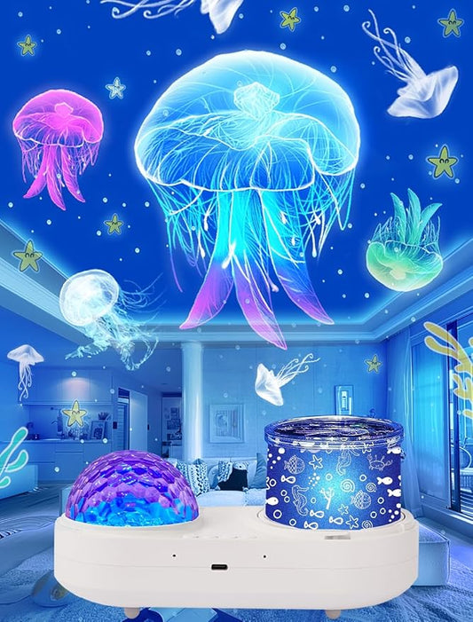 Ocean Wave Projector Night Light for Kids Bedroom - 10 Color Ocean Waves + 6 Films, 360 Rotation Timer for Kids, Baby Girls, Birthday, Christmas, Gifts, Ceiling, Room Decor