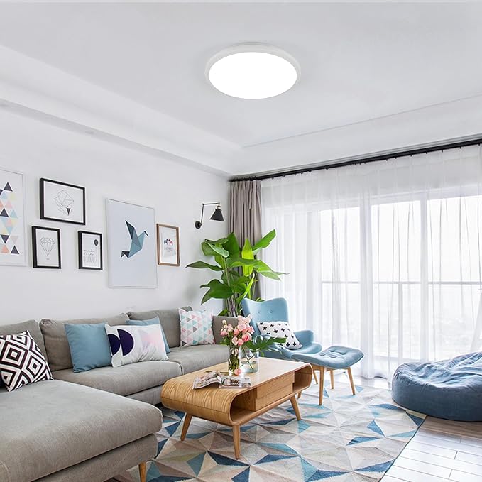 DELIPOP 1 Pack 12 Inch LED Flush Mount Ceiling Light, 24W Surface Flat LED Ceiling Light for Indoor/Outdoor, IP54 Waterproof Round Ceiling Light Fixture for Bathroom, Bedroom, Kitchen, Hallway