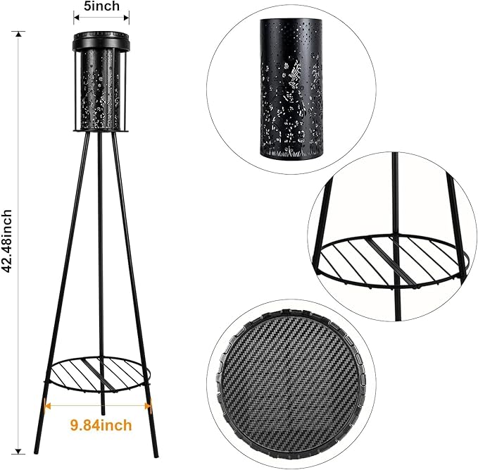 Outdoor Solar Floor Lamps RGB Color-Changing Hummingbird Projection Metal Plant-Stand Garden Light,42.48" Waterproof Decorative Solar Lamp for Patio,Deck,Yard,Porch,Path