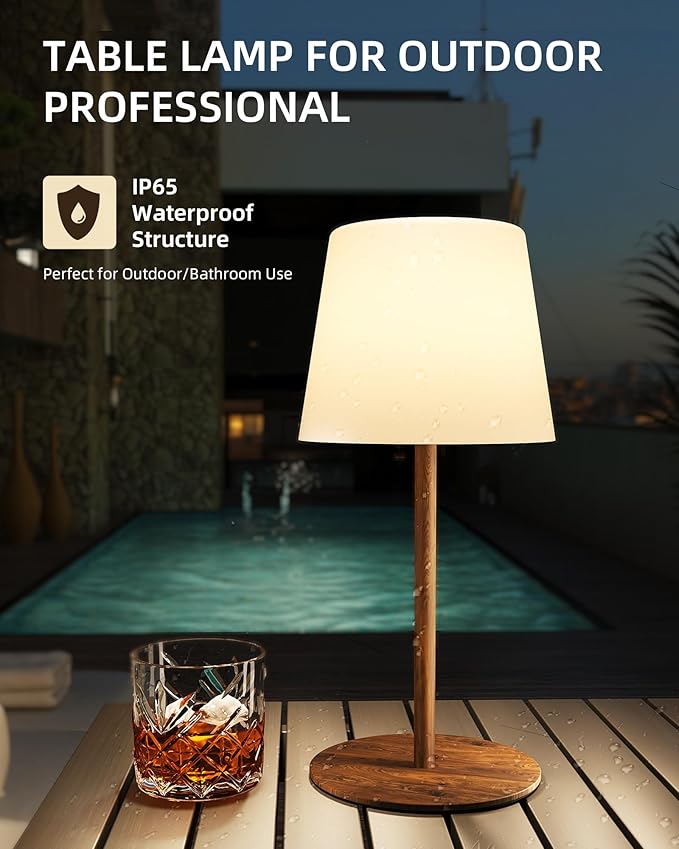 EZVALO Shower Lamp, IP65 Waterproof Modern Bathroom Lamp, Cordless Rechargeable Bath Light with 4500mAh Battery – Soft 360° Glow for Bathtub, Night Shower & Relaxing Routines