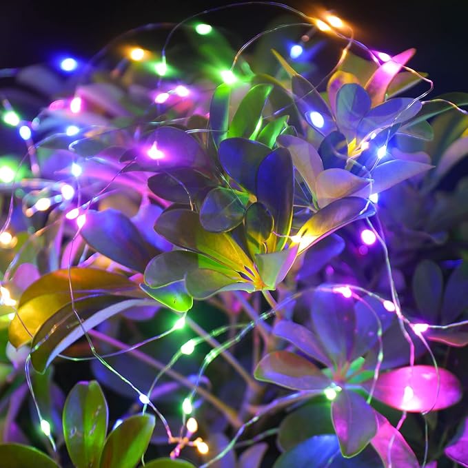 Mandiq 2 Pack Fairy Lights - 100 LED, 33 FT USB Powered Silver Wire String Lights with Remote Control