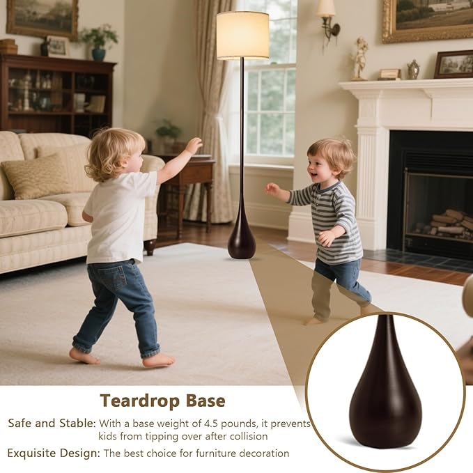 71" inch Contemporary Floor Lamps for Living Room Teardrop Mid Century Modern MCM Extal Tall Large Statement Floor Lamps Warm Light(3000k) Corner Standing Lamp for Bedroom-Black