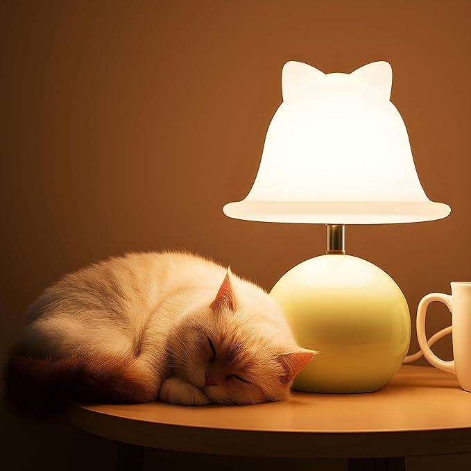 Joyzy Bell Table Lamp for Bedroom,Desk Bedside Small Lamps for Living Room Night Stands Lights Vintage Mushroom Lighting Decor Cute Modern Light,Unique Aesthetic Home Living Room Decor