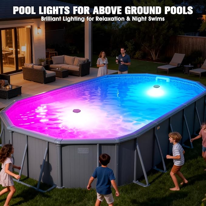 Floating Pool Lights, Upgraded Pool Light That Float, Starfish Pools Lights for Above Inground Pools, IP68 Waterproof Color Changing Magnetic Pond Light for Hot tub,Bathtub,Halloween,Christmas-2pcs