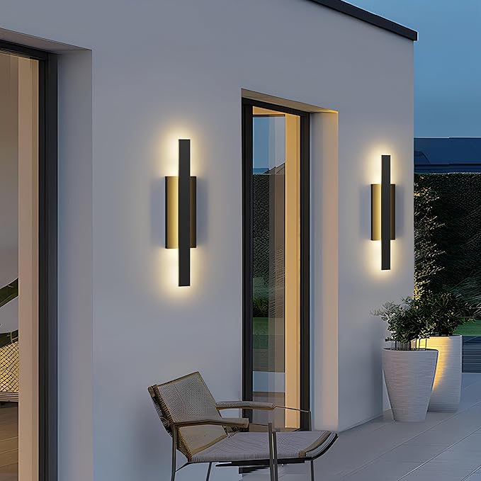 LamQee 31 inch Aluminum Long Outdoor Wall Lights, 3000K 1600LM 32W LED Modern Exterior Lighting Fixtures, IP65 Waterproof Matte Black Linear Outside Sconce Wall Mount for House Porch Patio Garage Door