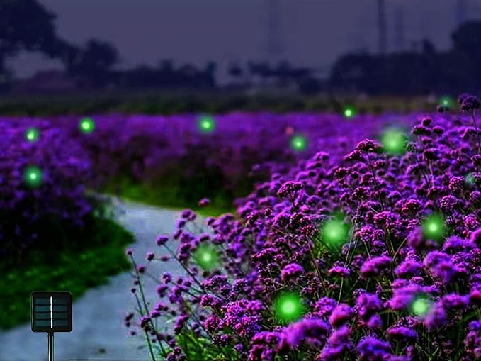 Solar Powered Firefly Lights, 9 LED Automated Pulsating String Chasing Firefly Lights Lantern Solar Outdoor Waterproof (2 Pack)