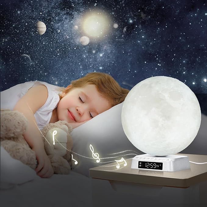 Sunrise Alarm Clock Wake up Light Alarm Clock lamp Clock 3 Color Adjustable Mood Light Built-in White Noise nightstand Lamp for Livingroom Bedroom Office Reading Working Moon Lamp Not support APP