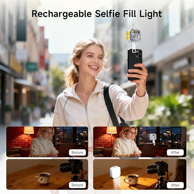 PHOTOOLEX Tofu Light, Magnetic RGB Video Camera Light, Portable Mini Panel Photography Lighting w Clip & Mini Tripod & Cold Shoe Mount, CRI 96+/2500-9900K/21 Scenes, for Selfie Video Conference Vlog