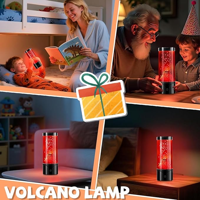 Volcano Lamp, Realistic Volcano Eruption Kids Night Light with USB/Battery Power,Leak-Proof,Funny Birthday Christmas Gifts for Kids Adults, Relaxing Sensory Mood Light for Home Bedroom Desk Decor