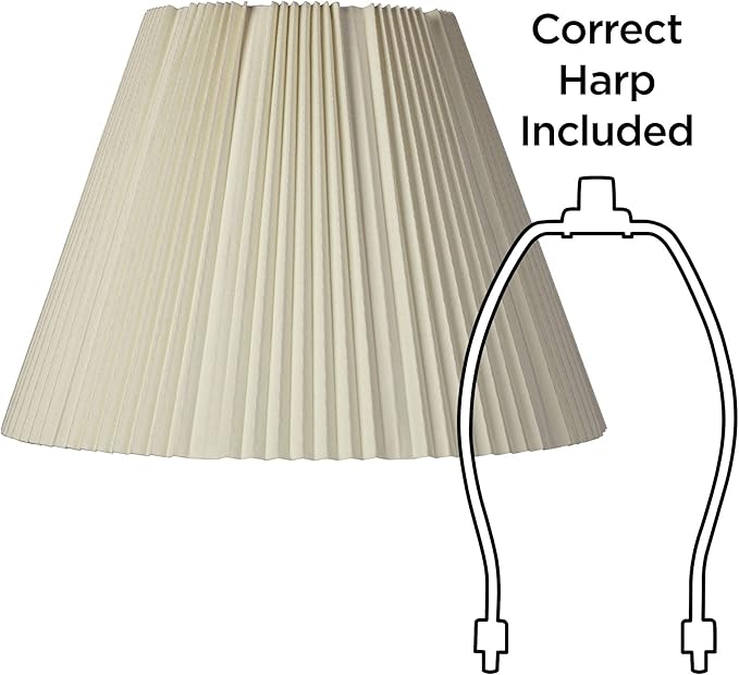 Set of 2 Hardback Empire Knife Pleated Lamp Shades Eggshell White Large 9" Top x 17" Bottom x 12.25" High Spider with Replacement Harp and Finial Fitting - Springcrest