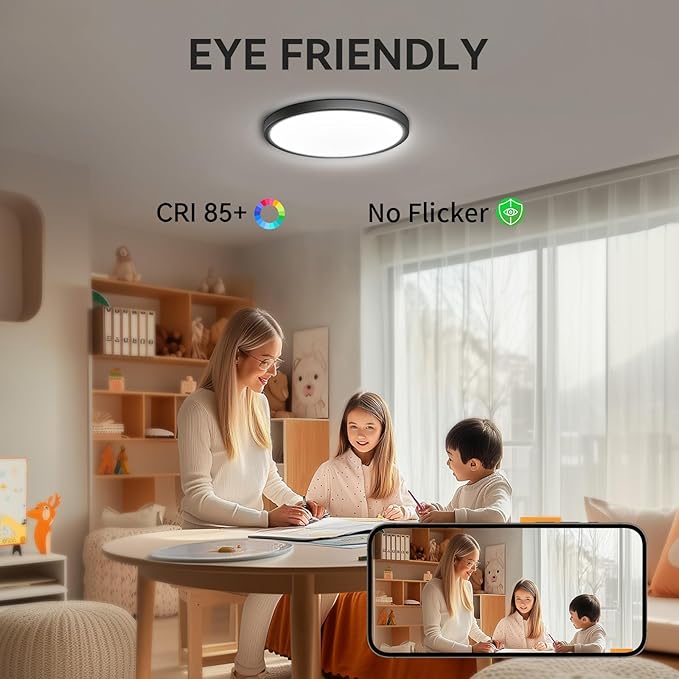 MODERN LED Flush Mount Ceiling Light, 9inch High Bright 2800lm, Super Slim LED Ceiling Light Fixture, Ceiling Light for Bedroom, Living Room, Dining Room… (Black, 9in-2Pack)