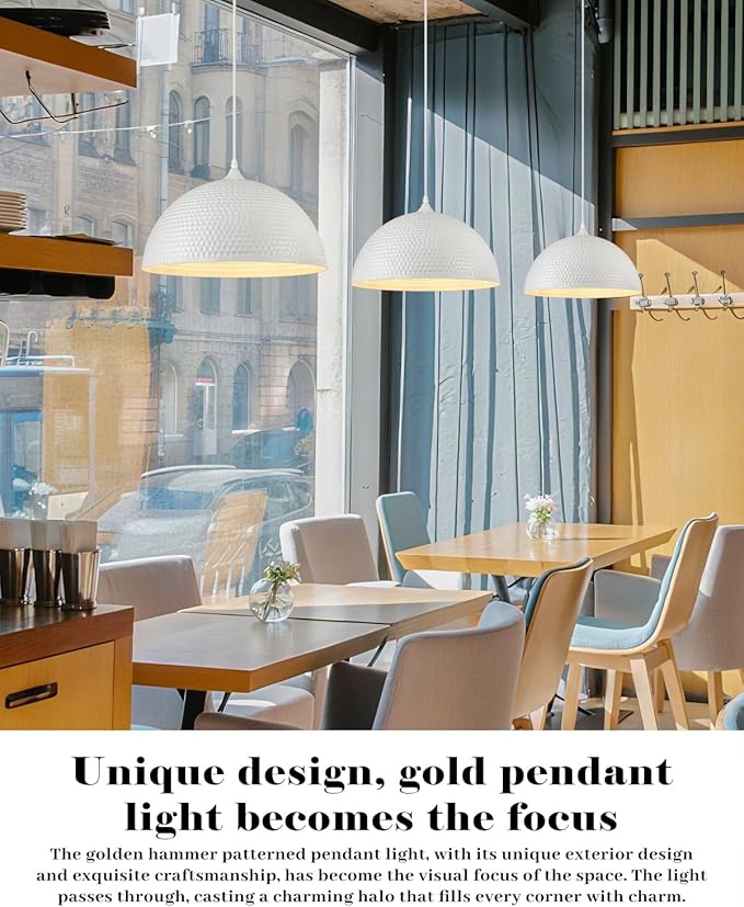 White Dome Pendant Light 1 Pack, 16 inch Large Industrial Pendant Light, Farmhouse Kitchen Pendant Lighting, White Pendant Lights for Kitchen Island, Dining Room Living Room