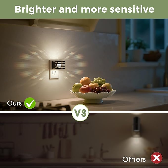 L LOHAS LED Night Lights Plug into Wall, 2 Pack 3CCT Night Light with Dusk to Dawn Sensor, Amber/3000K/5000K Color Changing Night-Lights, Adjustable Brightness, for Hallway Bedroom Home Decor