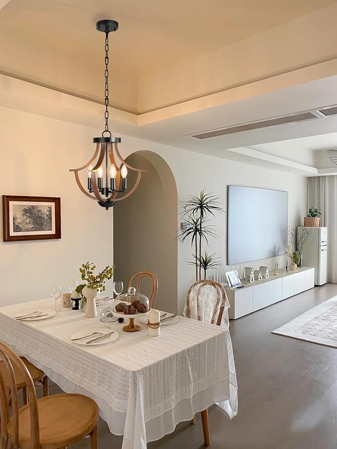 Farmhouse Chandelier,4-Light Modern Hanging Pendant Lighting,Rustic Vintage Ceiling Chandelier Light Fixture for Hallway Foyer Dining Room Entryway Kitchen Island Bedroom