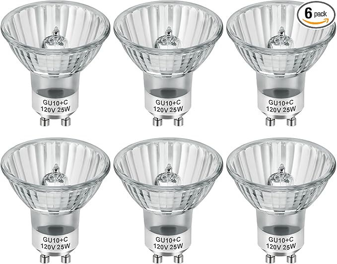 GU10 Halogen Light Bulbs for Candle Warmer Lamp, Dimmable MR16 120V 25W Bulbsfor Track and Range Hood, Warm White