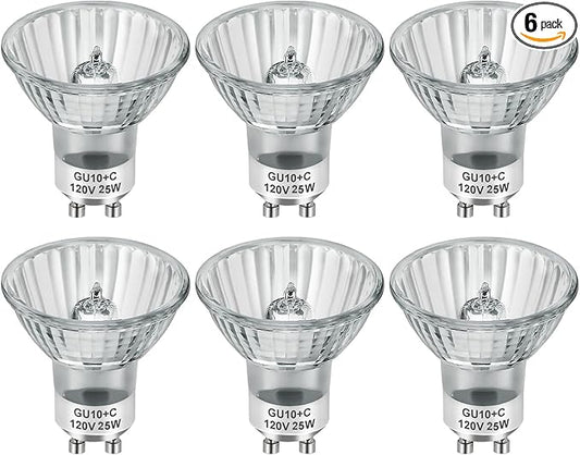 GU10 Halogen Light Bulbs for Candle Warmer Lamp, Dimmable MR16 120V 25W Bulbsfor Track and Range Hood, Warm White