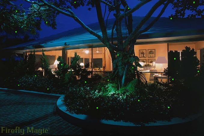 Solar Powered Firefly, Lightning Bug, Fairy Lights. Patented to Naturally Mimic Real Fireflies: 16 Green (3mm) LEDs
