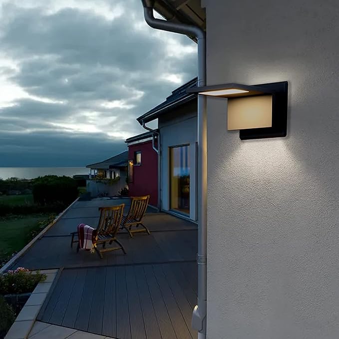 2 Pack Outdoor Porch Lights Aluminum Wall Sconce Led Matte Dark Grey Exterior Fixtures Modern Mounted Wall Patio Lamps IP54 Waterproof Wall Light for Garage Walkway,