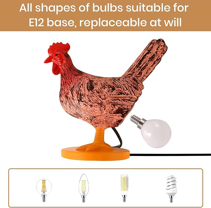Chicken Egg Lamp, Funny Chicken Butt Night Light with Egg, Lifelike Rooster Lamp with Bulb, 3D Chicken Lights for Easter, Christmas, Birthdays Various Festivals Gift - Yellow