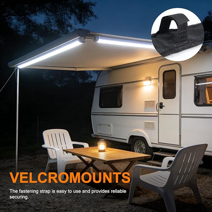 12V Led Light Strip,4ft RV Awning Lights with 140 SMD 2835 LED Chips,IP68 Waterproof Led Light Bar for Outdoor Camping and Overland