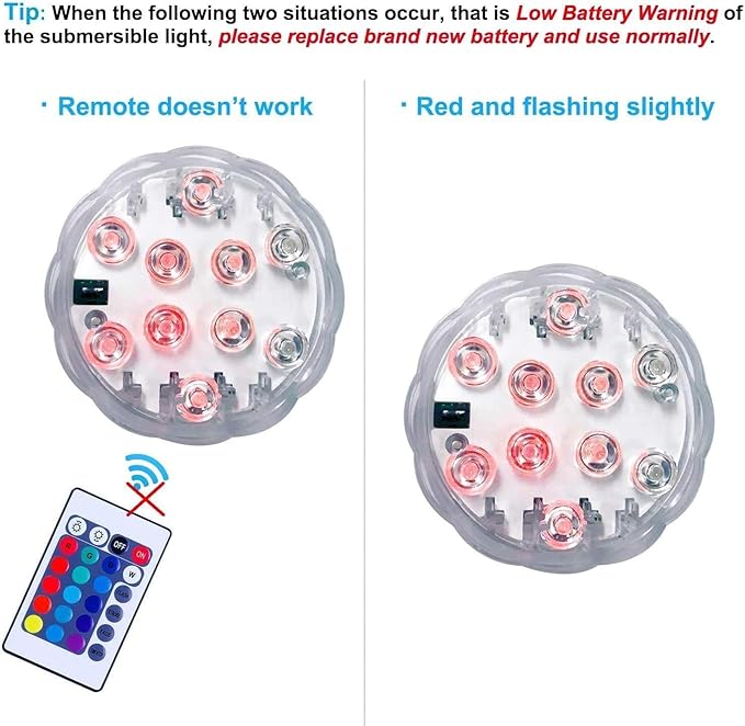 2Pack Submersible LED Lights Waterproof Pool Lights Underwater with 16 Colors, Remote Control for Aquarium, Bath, Hot Tub, Swimming Pool and Party Decoration