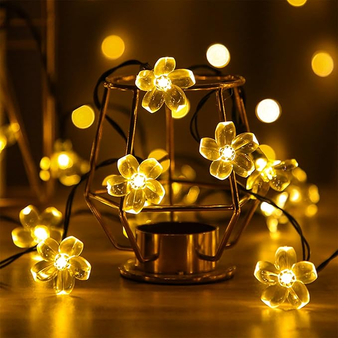 Decorative Flower String Lights Indoor Outdoor Bedroom Decorations, 33ft 100 LED USB Plug-in Black Wire Fairy Cute Cherry Blossom Lights for Patio, Garden, Christmas, Birthday Party (Warm White)