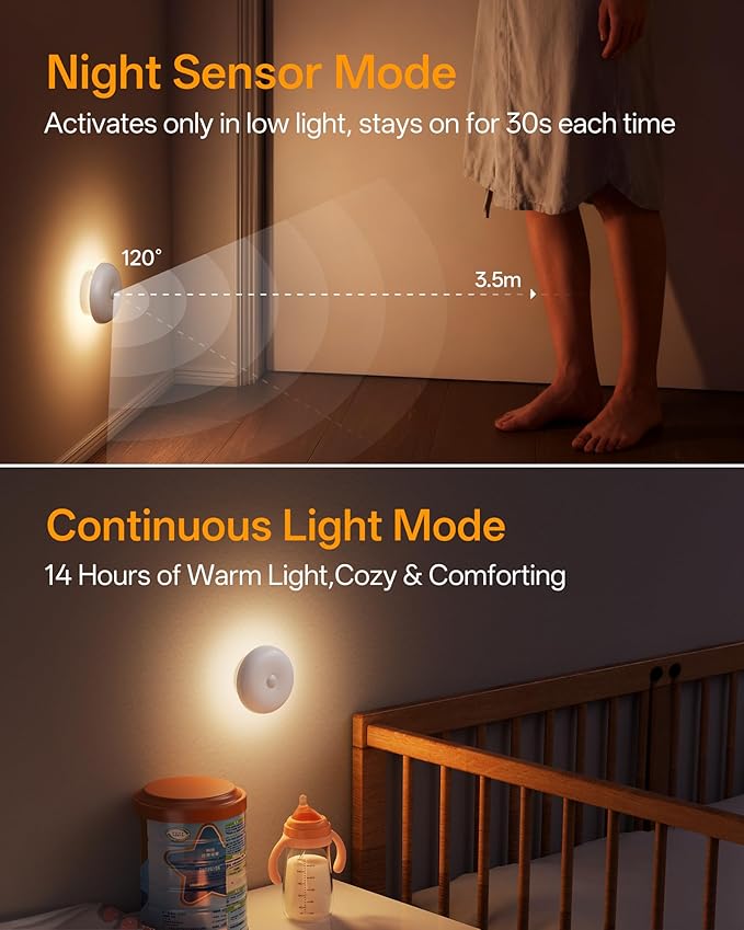 Homelist 2026 New 1500mAh Indirect Lighting Night Light, Bedside Table Lamp, Dimmable Rechargeable Motion Sensor Lights Indoor for Bedroom Nightstand, Cabinet, Porch, Hallway, Stairs, 6 Pack