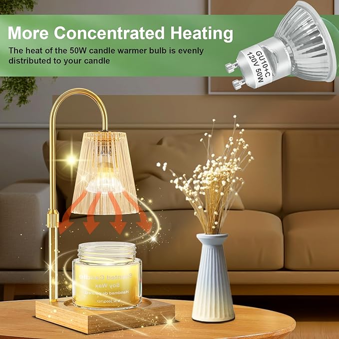 GU10 120V 50W Halogen Light Bulbs for Track and Range Hood, GU10+C Candle Warmer Lamp with Dimmable, 2700K Warm White, 6000+Hours Long-Lasting Pack of 6