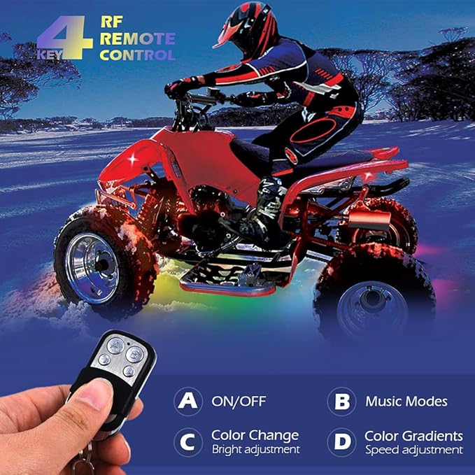SHINIGHT 14 Pcs Motorcycle LED Light Kits, App Control Multicolor Waterproof Motorcycle LED Strip Lights with RF Remote, Music Sync & Multiple Scene Modes RGB LED Lights for Motorcycles