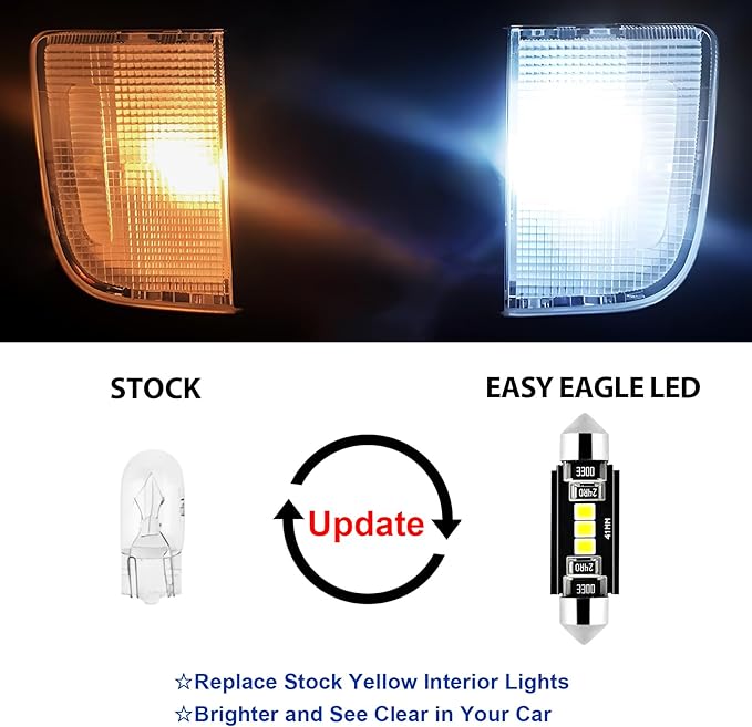 EASY EAGLE LED Interior Car Lights for Ford-Explorer-2002-2010: 12 Piece Kit White LED Light Bulbs - Super Bright 6000K + Install Tool
