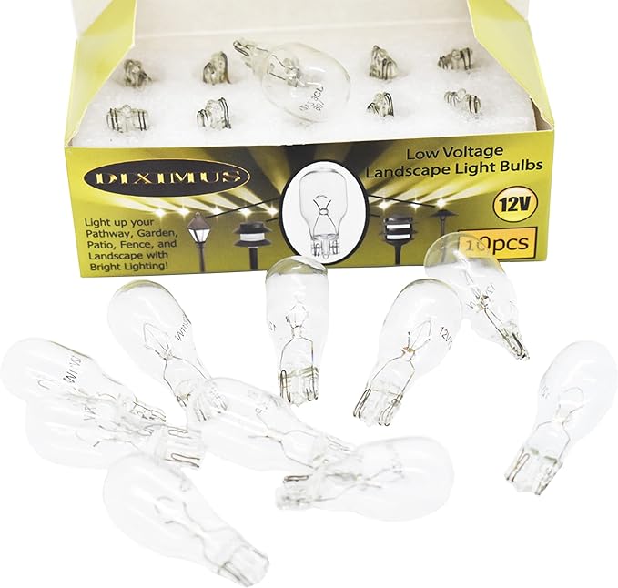 Diximus Landscape Low Voltage - Pack 20-12 Volt 11W - T5 Wedge Bulbs - Compatible with Malibu Lights - Garden - Deck Light Bulbs - Yard Bulbs (Clear, 20)