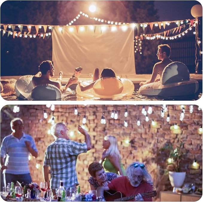 LED 5000K Outdoor String Light Bulbs, Waterproof S14 Replacement Bulb, E26 Base, 1W 120V, Daylight, 24-Pack