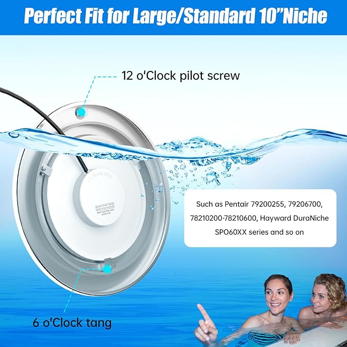 60ft Led Smart Pool Lights for Inground Pool with 3 Control Way (App/Remote/Controller), 54W 10 Inch Color Changing Underwater Swimming PoolLight for 10" Large Wet Niches