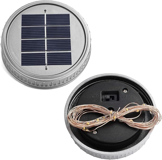 Cooo Crackle Glass Solar Lantern with 30 LED Firefly Lights– Landscape Lighting Path Lights, Anti-Rust Lids Decorative Lighting for Garden Patio Table (Hanging Crackle Lantern, 12)