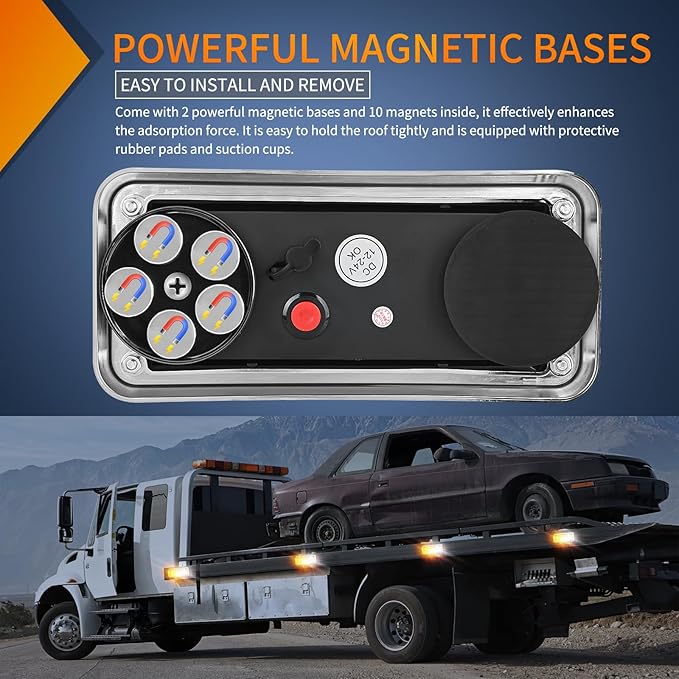 Nilight 2PCS 42LED Amber White Wireless Magnetic Strobe Lights Portable Warning Hazard Light Surface Mount Waterproof 5 Patterns for 12V 24V Cars Trucks Van Off Road Vehicles ATV