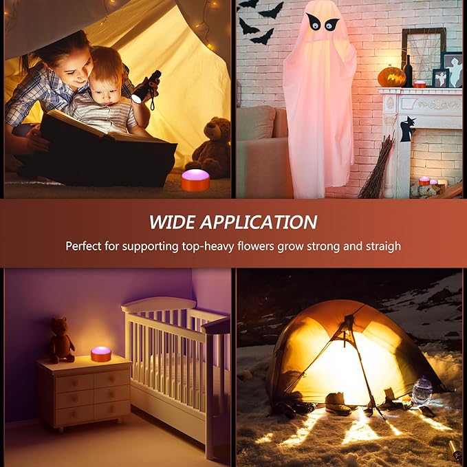 Riakrum 6 Pieces Remote Timer LED Lights with Remote LED Pumpkin Lights Battery Operated Lantern Bright Flameless Candle(Orang, Purple Light)